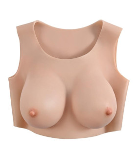 Накладные силиконовые груди Evolved Gender X с вибратором на палец, бежевые, 30 см - No Taboo