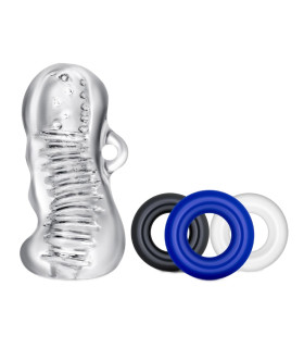 Насадка на пеніс Blush Quickie kit з трьома ерекційними кільцями, прозора, 11.5 х 4.2 см - No Taboo