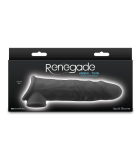 Насадка на пеніс реалістична NS Novelties Renegade з отвором для мошонки, чорна, 19.4 х 3.8 см - No Taboo