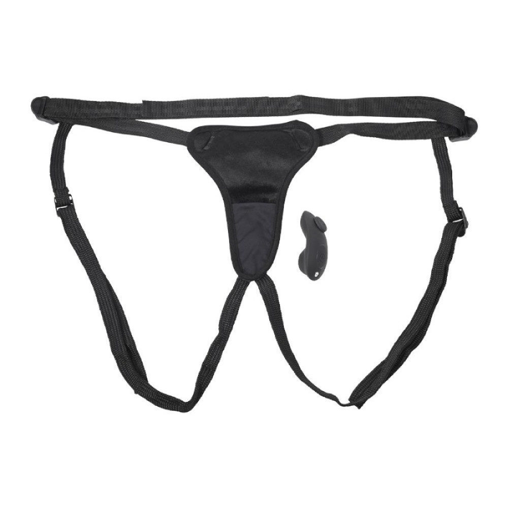 Трусики для страпона Sportsheets з мінівібратором та пультом, чорні (338062), zoom