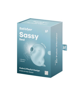 Вакуумный стимулятор Satisfyer Sassy Seal с вибрацией, голубой, 9.5 х 9.5 см - No Taboo