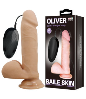 Вибратор на присоске Baile Oliver с пультом, бежевый, 20.5 х 4.4 см - No Taboo