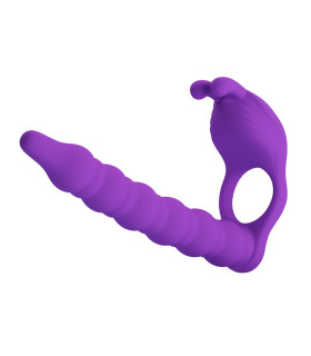 Ерекційне віброкільце Pretty Love Blackney з анальним фалоімітатором, фіолетове - No Taboo