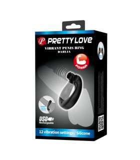 Эрекционное виброкольцо Pretty Love Dahlia со стимуляцией клитора, черное, 7.6 х 3.8 см - No Taboo