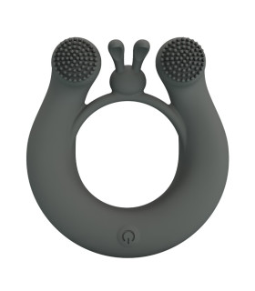 Эрекционное виброкольцо Pretty Love Dahlia со стимуляцией клитора, серое, 7.6 х 3.8 см - No Taboo
