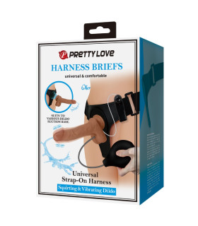 Страпон с вибрацией Pretty Love с эякуляцией, бежевый, 20 х 4.3 см - No Taboo