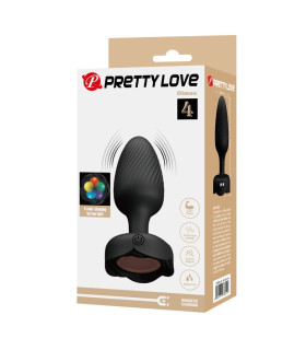 Анальний вібратор Pretty Love Olman з LED підсвіткою, чорний, 8.8 х 3 см - No Taboo