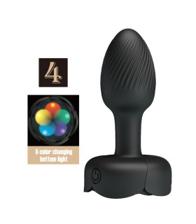 Анальний вібратор Pretty Love Olman з LED підсвіткою, чорний, 8.8 х 3 см - No Taboo