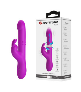 Вібратор-кролик Pretty Love Reese з ротацією та фрикціями, фуксія, 14.5 х 3.6 см - No Taboo