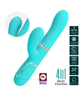 Вібратор-кролик Pretty Love з фрикціями та обертаннями, блакитний, 22.6 х 3.4 см - No Taboo