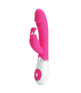 Вібратор-кролик Pretty Love Gene зі звуком, біло-рожевий, 20.5 х 3.4 см - No Taboo