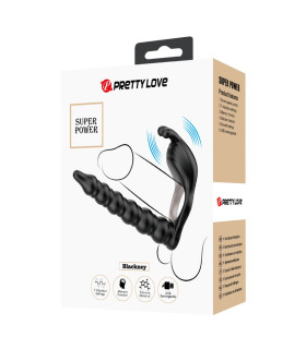 Эрекционное виброкольцо Pretty Love Blackney с анальным фаллоимитатором, черное - No Taboo