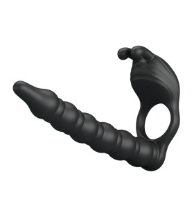 Эрекционное виброкольцо Pretty Love Blackney с анальным фаллоимитатором, черное - No Taboo