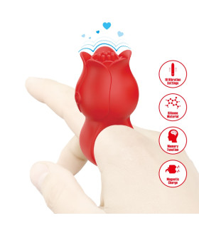 Вибратор на палец Pretty Love Jae в виде розы, красный, 6.2 х 3.3 см - No Taboo