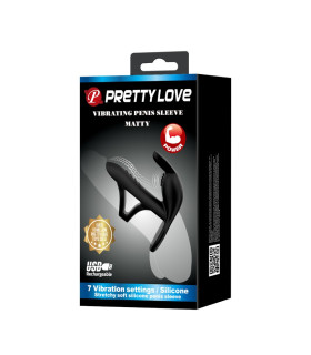 Вибронасадка на пеніс Pretty Love Matty с клиторальным стимулятором, черная, 10.5 х 2.5 см - No Taboo