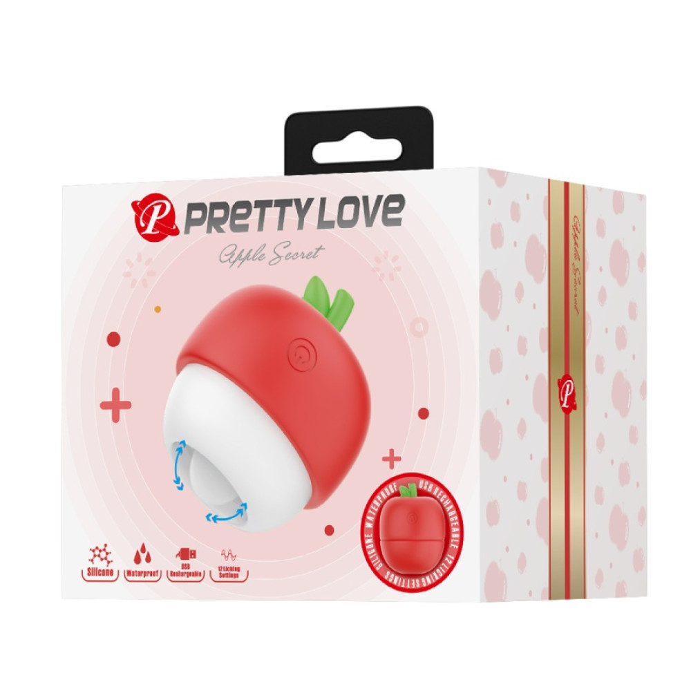 Клиторальный стимулятор Pretty Love Apple Secret с эффектом лизания, бело-красный, 5.9 х 5.9 см (337794), zoom