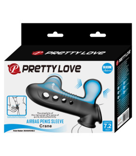 Насадка на пеніс Pretty Love Crane зі стимуляцією клітора, чорна, 18.4 х 4.9 см - No Taboo