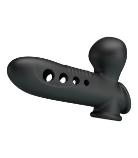 Насадка на пеніс Pretty Love Crane зі стимуляцією клітора, чорна, 18.4 х 4.9 см - No Taboo