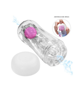 Мастурбатор в колбе Pretty Love с розовой шариком, прозрачный, 15 х 6.3 см - No Taboo