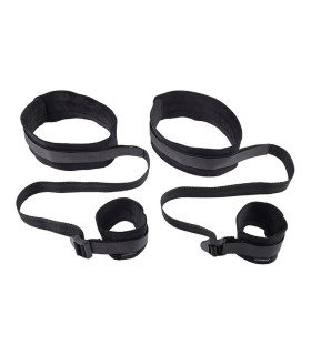 Наручники Sportsheets на запястья и бёдра, чёрные - No Taboo