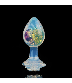 Анальная пробка с боковым рельефом UNIVIBE, М, силиконовая с камнем, 9.3 х 4 см - No Taboo