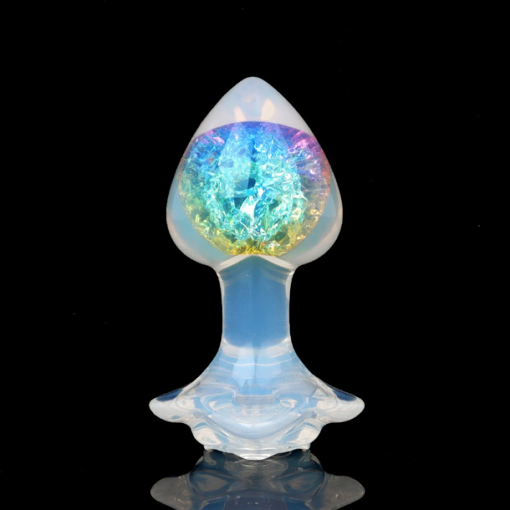 Анальная пробка сердце UNIVIBE, S, силиконовая с камнем, разноцветная, 7.8 х 2.8 см (337914), zoom