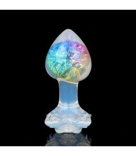 Анальная пробка сердце UNIVIBE, S, силиконовая с камнем, разноцветная, 7.8 х 2.8 см - No Taboo