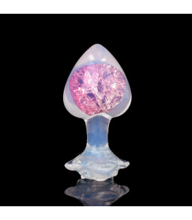 Анальная пробка сердце UNIVIBE, S, силиконовая с камнем, розовая, 7.8 х 2.8 см - No Taboo