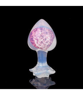 Анальная пробка сердце UNIVIBE, S, силиконовая с камнем, розовая, 7.8 х 2.8 см - No Taboo