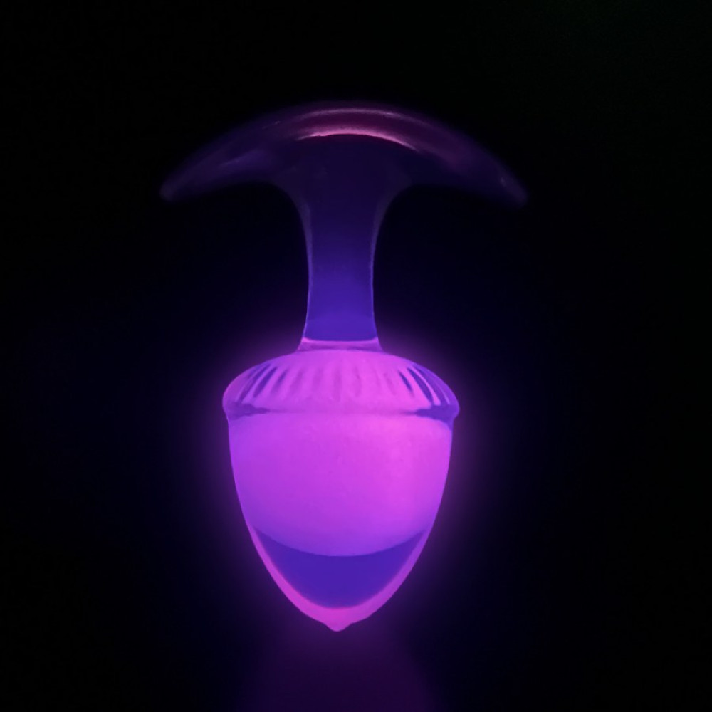 Люминесцентная анальная пробка UNIVIBE, М, силиконовая с шариком внутри, розовая, 9.4 х 4.2 см (337918), zoom