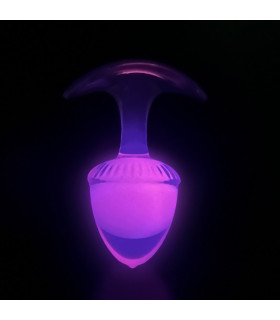 Люминесцентная анальная пробка UNIVIBE, М, силиконовая с шариком внутри, розовая, 9.4 х 4.2 см - No Taboo