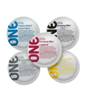 Набор презервативов One Микс Classic, XL, Strong, Ribs, Studs, 5 шт - No Taboo