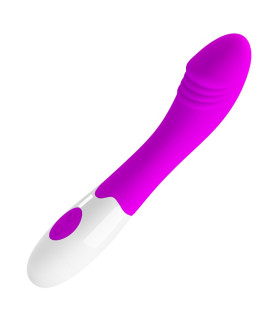 Вибратор для точки G Pretty Love Elemental ребристый, фуксия, 19 х 3.2 см - No Taboo