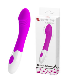 Вибратор для точки G Pretty Love Elemental ребристый, фуксия, 19 х 3.2 см - No Taboo