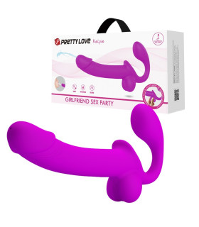 Безремневый страпон Pretty Love с функцией эякуляции, фуксия, 25 х 3.9 см - No Taboo