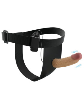 Страпон с вибрацией Pretty Love Draven с пультом, черно-бежевый, 17.5 х 3.7 см - No Taboo