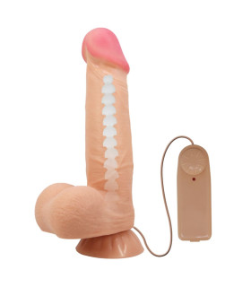 Вибратор с движущейся кожей Pretty Love Cass с пультом, бежевый, 21.8 х 4.6 см - No Taboo