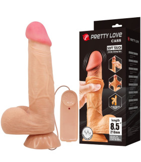 Вибратор с движущейся кожей Pretty Love Cass с пультом, бежевый, 21.8 х 4.6 см - No Taboo