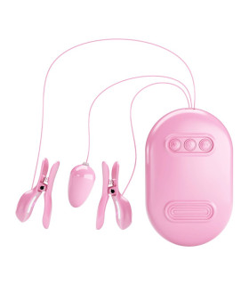 Зажимы на соски Pretty Love с вибрацией и электростимуляцией, розовые, 11 х 7 см - No Taboo