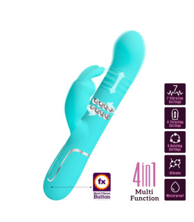 Вібратор-кролик Pretty Love з ротацією та фрикціями, блакитний, 22.6 х 3.7 см - No Taboo