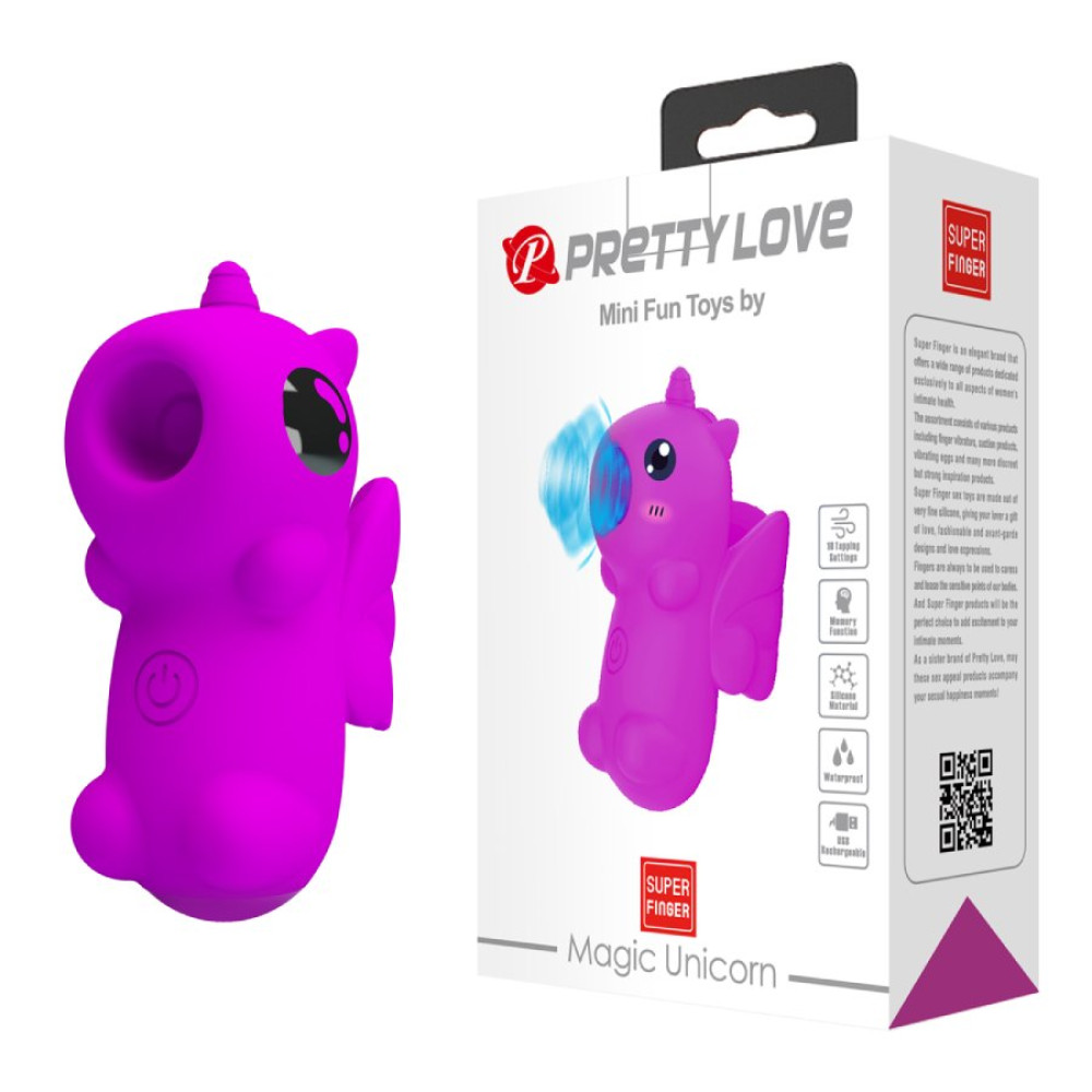 Стимулятор клитора Pretty Love Magic Unicorn, фуксия, 7.5 х 3.2 см (337741), zoom