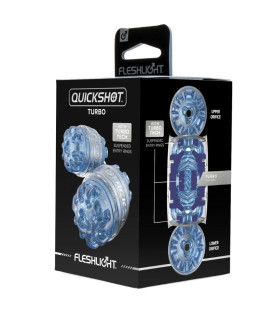Мастурбатор двусторонний Fleshlight Quickshot Turbo кибер-кожа, голубой, 11.2 х 6.5 см - No Taboo