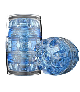 Мастурбатор двусторонний Fleshlight Quickshot Turbo кибер-кожа, голубой, 11.2 х 6.5 см - No Taboo