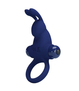 Эрекционное виброкольцо Pretty Love с ушками для клитора, синее, 11.3 х 5.6 см - No Taboo