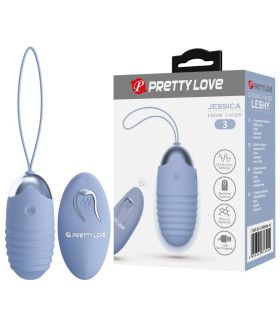 Виброяйцо Pretty Love Jessica с пультом, голубое, 7.2 х 3.3 см - No Taboo