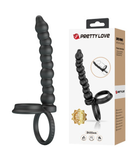 Кільце-насадка Pretty Love Dillion для подвійного проникнення, чорна, 19 х 2.2 см - No Taboo
