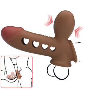 Насадка на пеніс Pretty Love Tyronn зі стимуляцією клітора, коричнева, 16.1 х 4.4 см - No Taboo