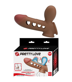 Насадка на пеніс Pretty Love Tyronn зі стимуляцією клітора, коричнева, 16.1 х 4.4 см - No Taboo