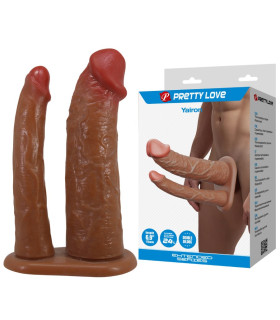 Насадка на пеніс Pretty Love Yairon для подвійного проникнення, бежева, 17.5 х 4.2 см - No Taboo