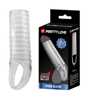 Насадка на пеніс ребриста Pretty Love Hartman з петлею, прозора, 11.2 х 2.4 см - No Taboo